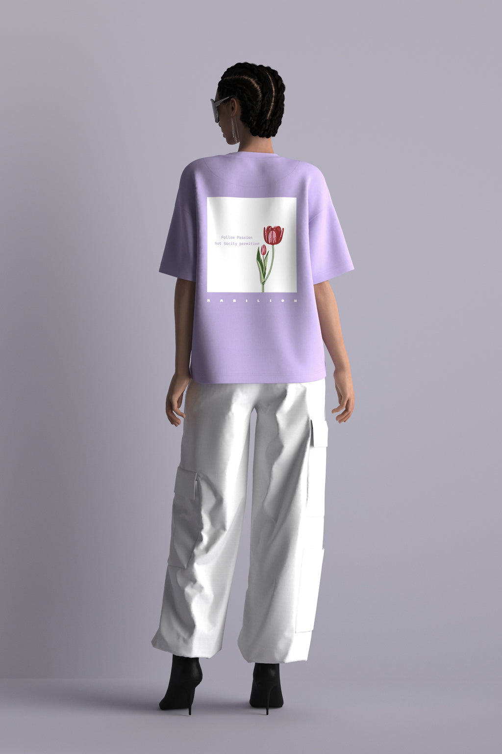 Lavender Boxy Fit Oversized T-Shirt – Cotton | Back Puff Print