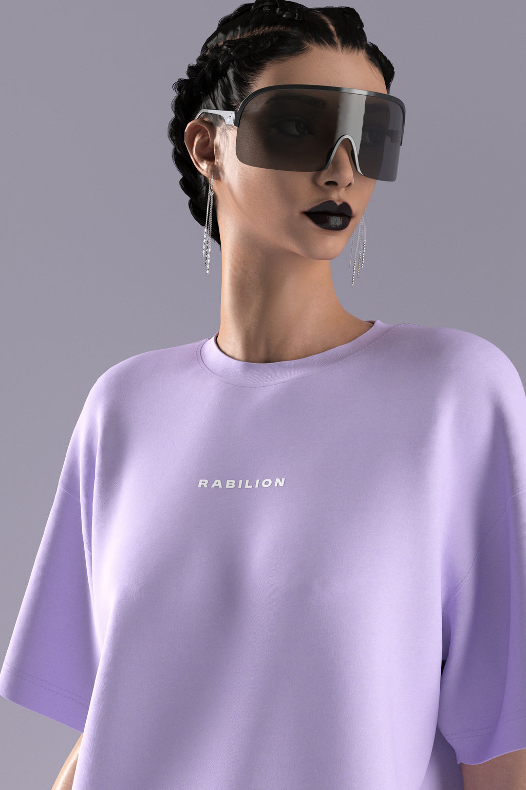 Lavender Boxy Fit Oversized T-Shirt – Cotton | Back Puff Print