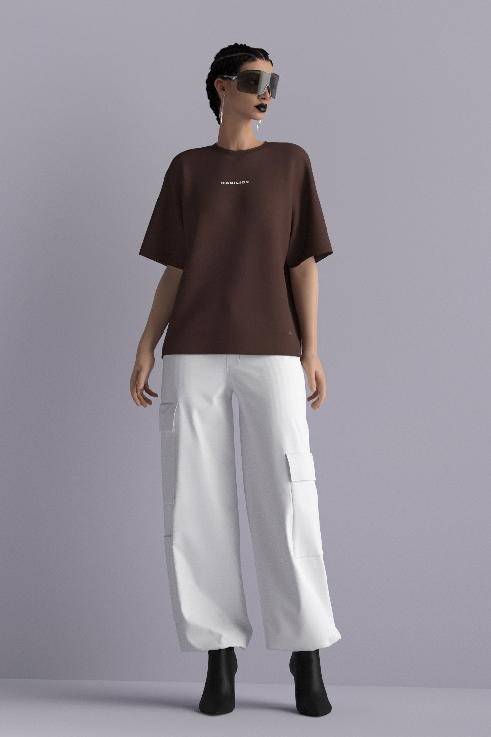 Cotton Boxy Fit Oversize T-Shirt Brown