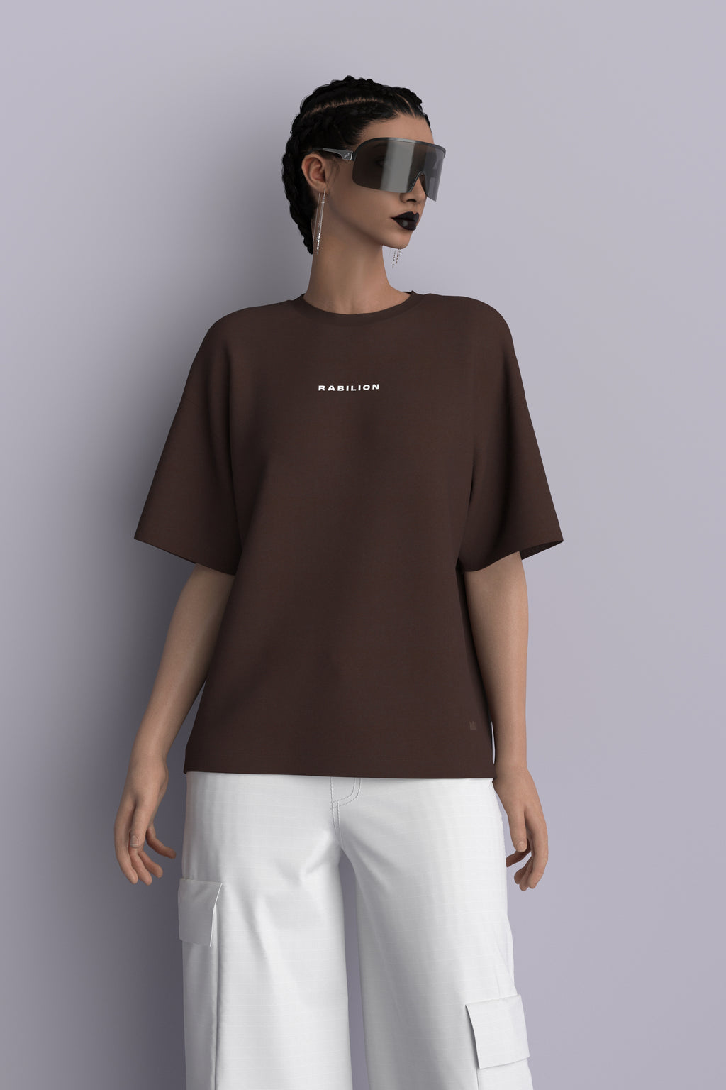 Cotton Boxy Fit Oversize T-Shirt Brown