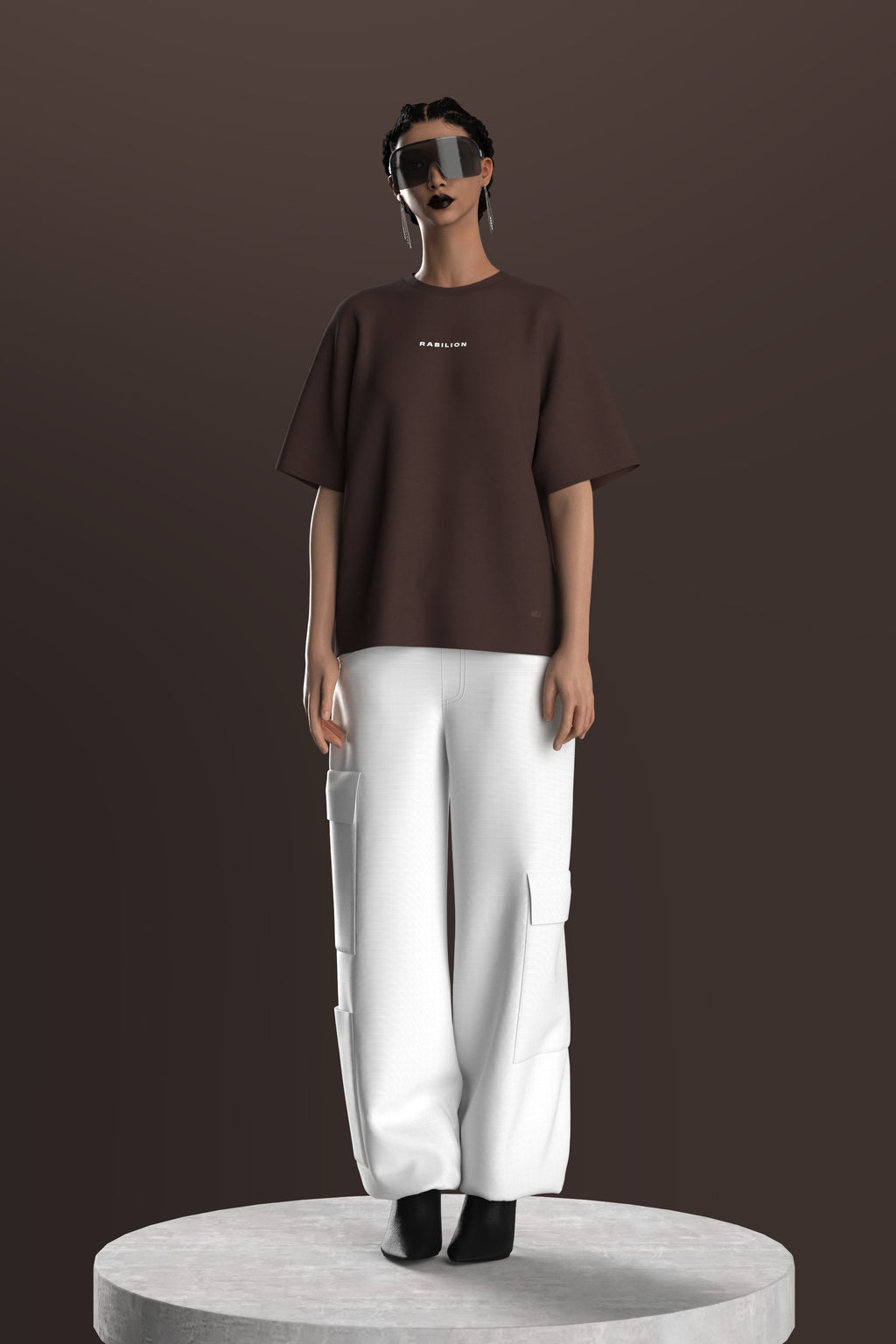 Brown Boxy Fit Oversized T-Shirt – Cotton | Back Puff Print