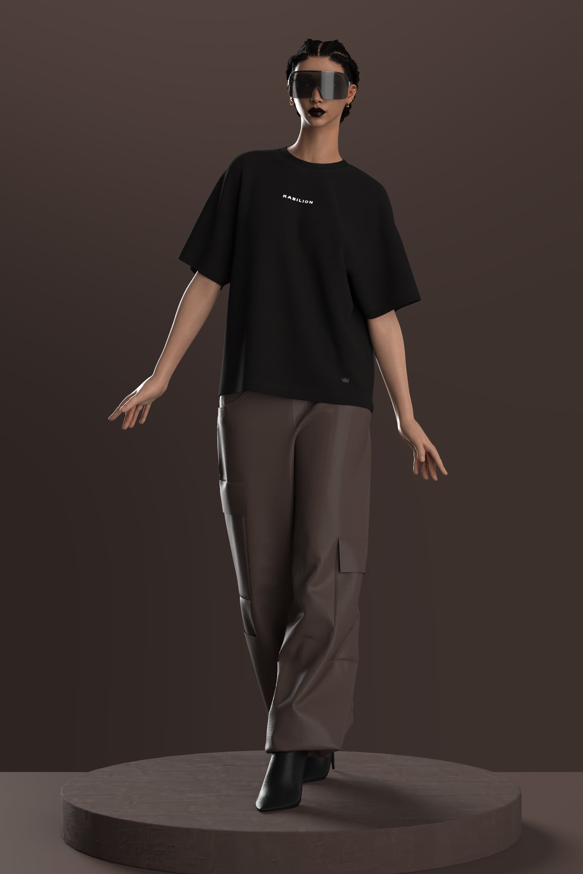 Black Boxy Fit Oversized T-Shirt – Cotton | Back Puff Print