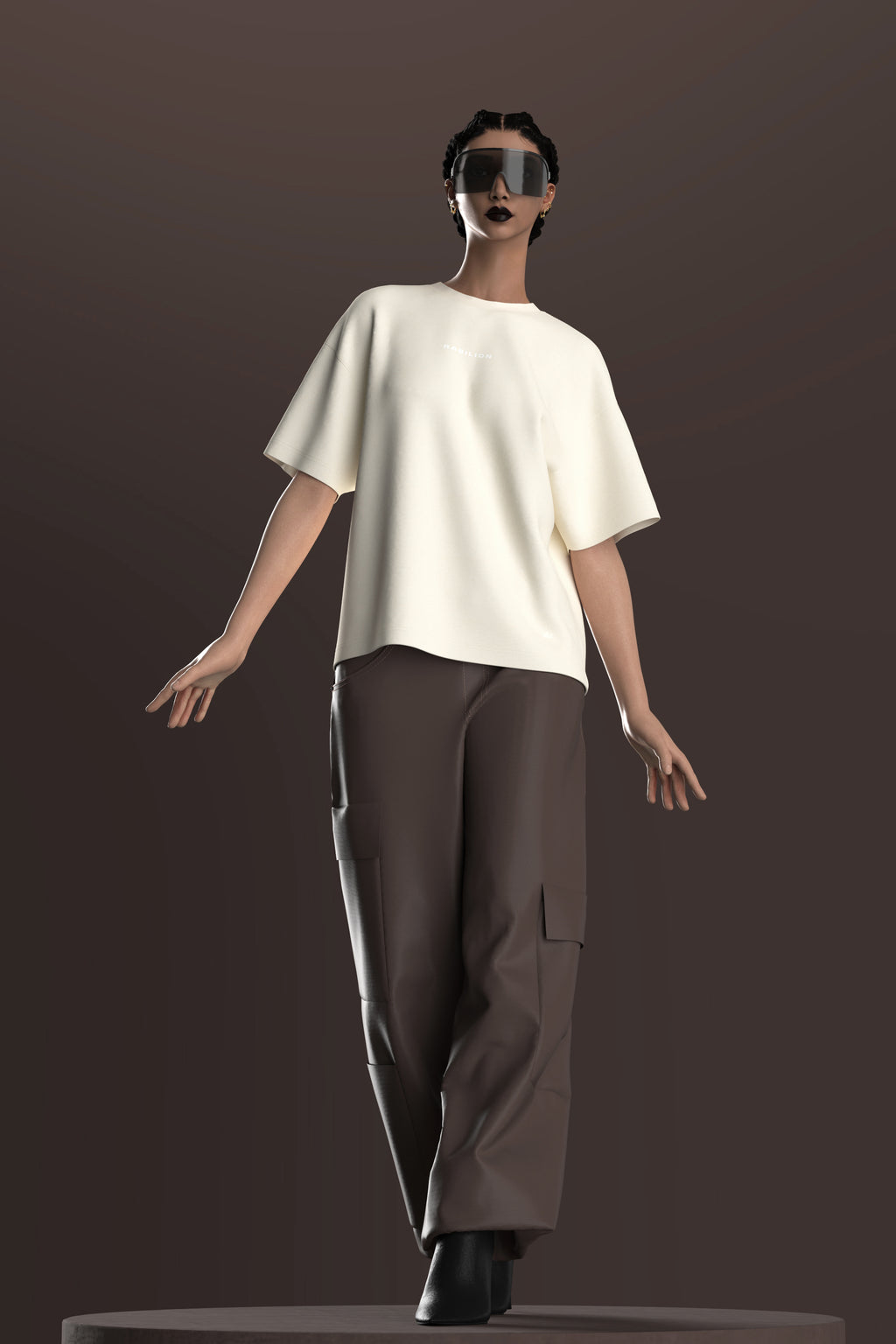 Off White Boxy Fit Oversized T-Shirt – Cotton | Back Puff Print