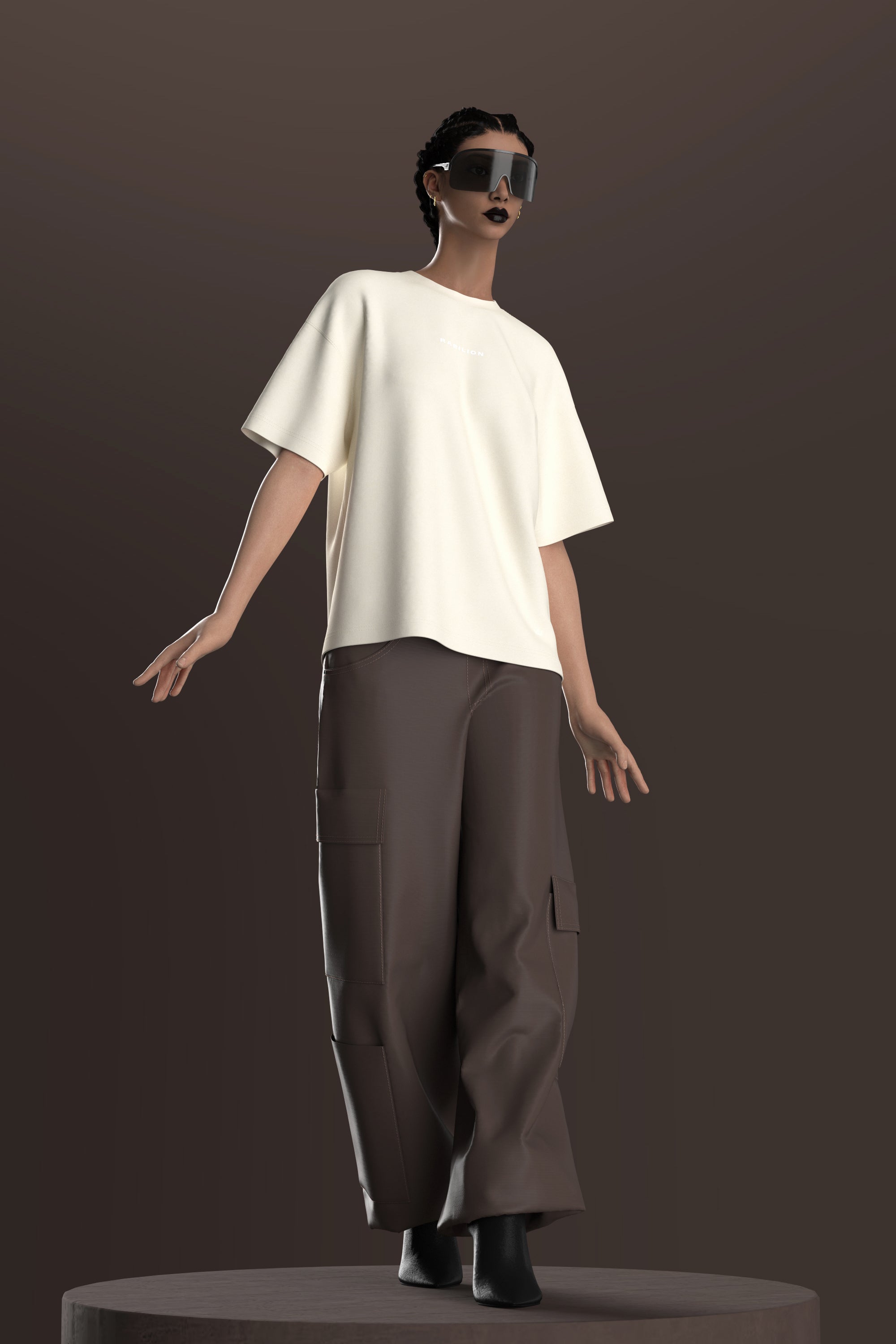 Cotton Boxy Fit Oversize T-Shirt Off White