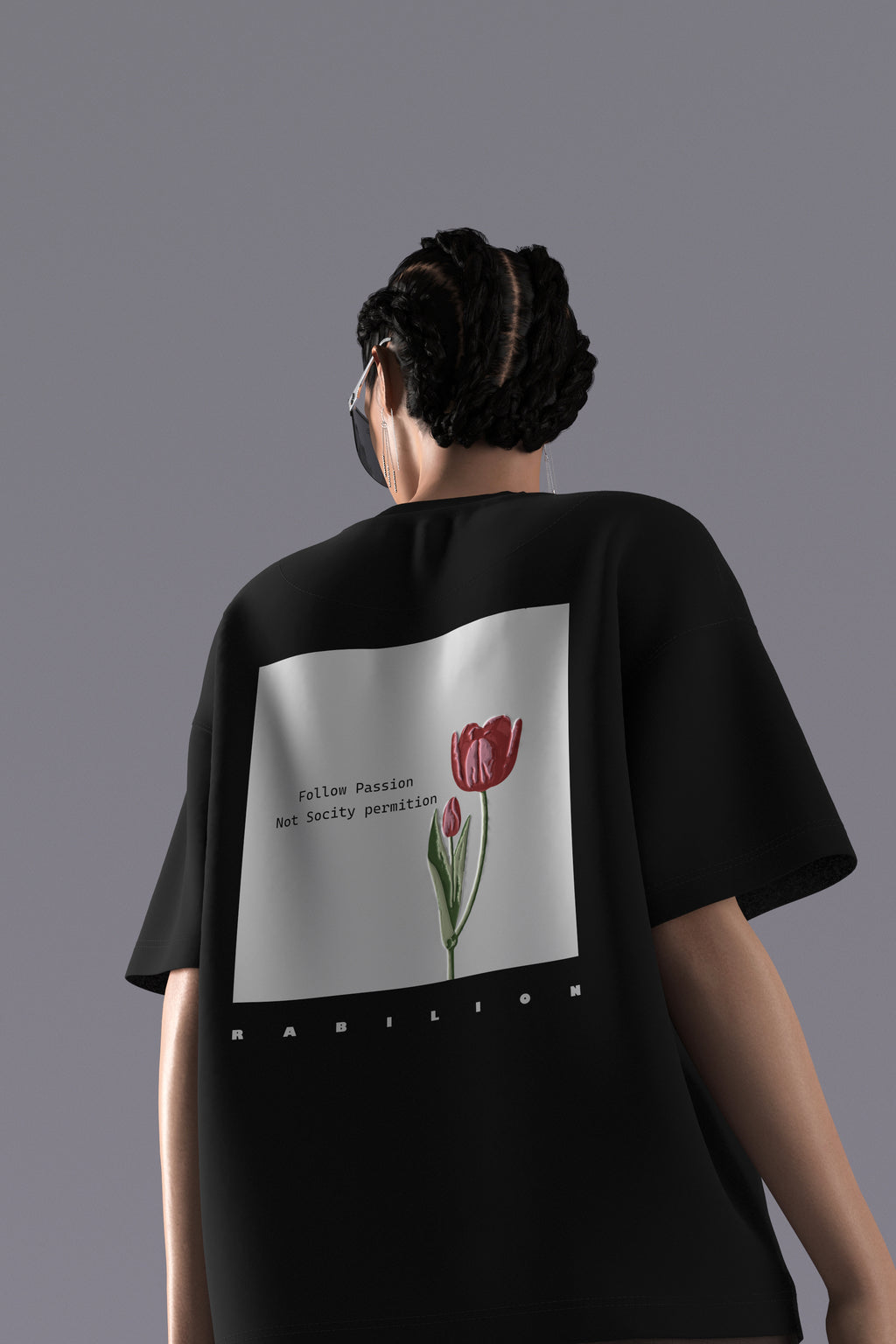 Black Boxy Fit Oversized T-Shirt – Cotton | Back Puff Print