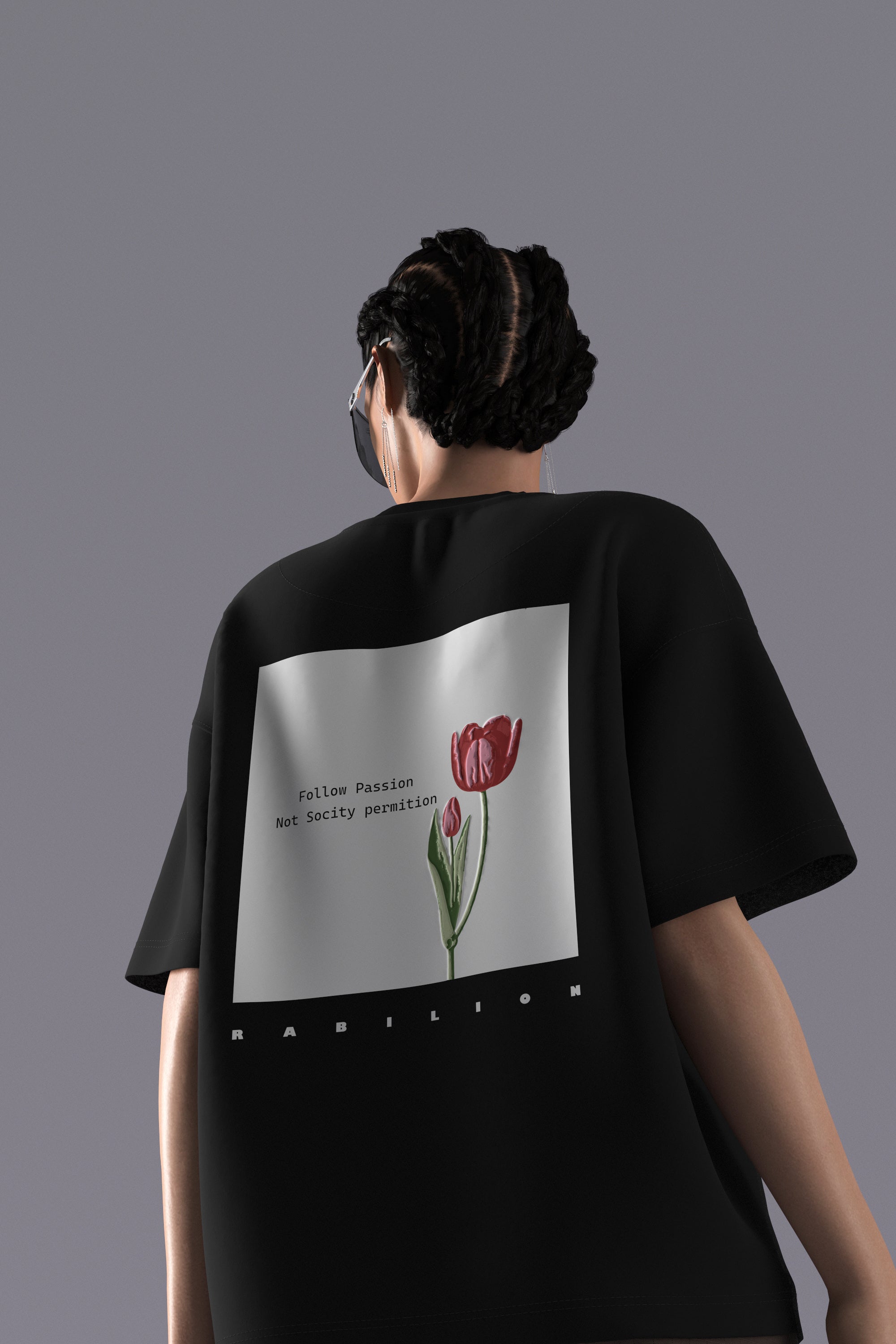 Black Boxy Fit Oversized T-Shirt – Cotton | Back Puff Print