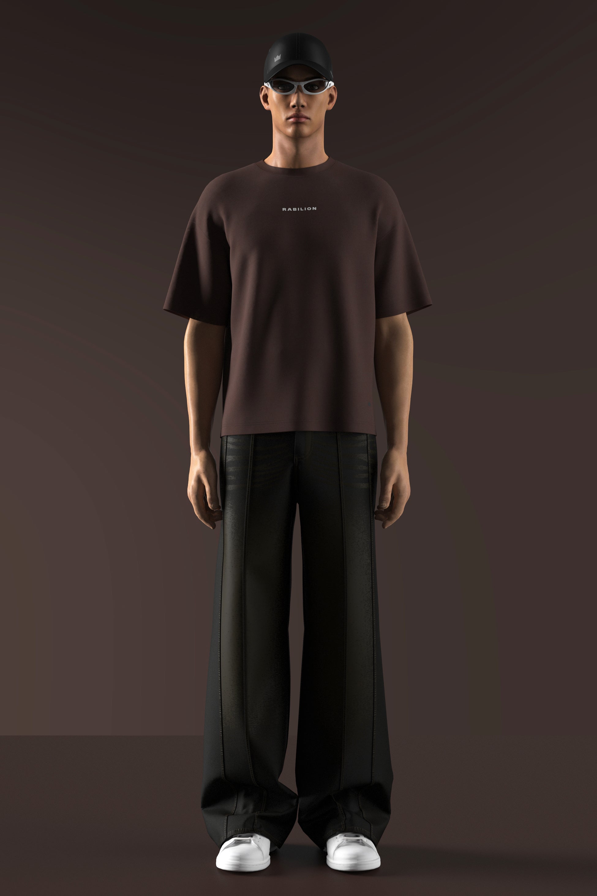 Brown Boxy Fit Oversized T-Shirt – Cotton | Back Puff Print