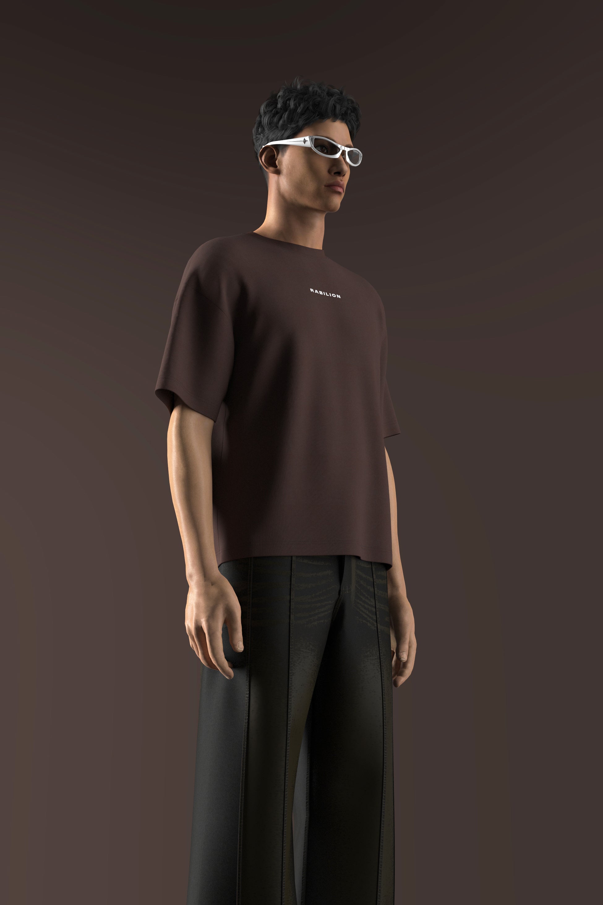 Cotton Boxy Fit Oversize T-Shirt Brown