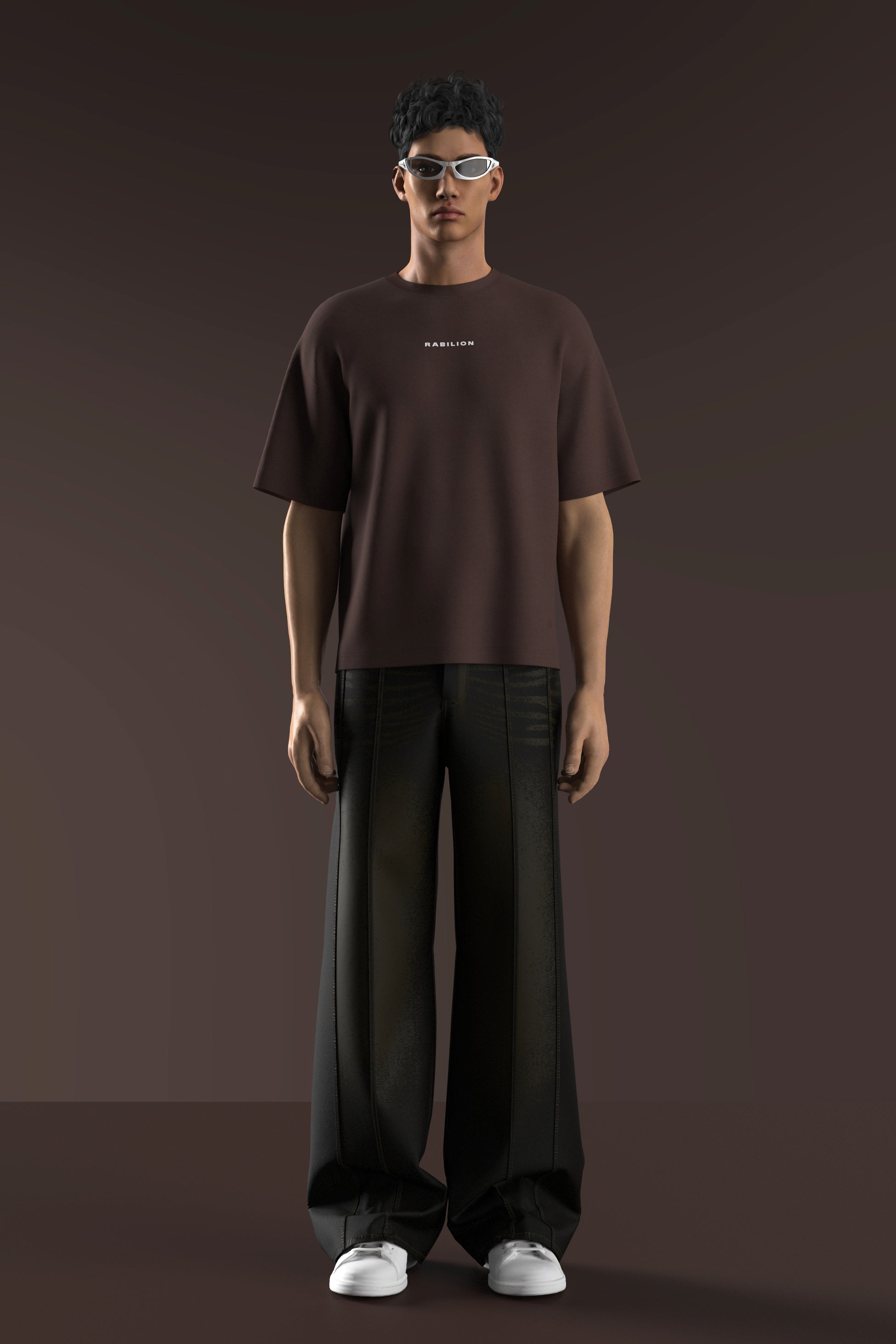 Cotton Boxy Fit Oversize T-Shirt Brown