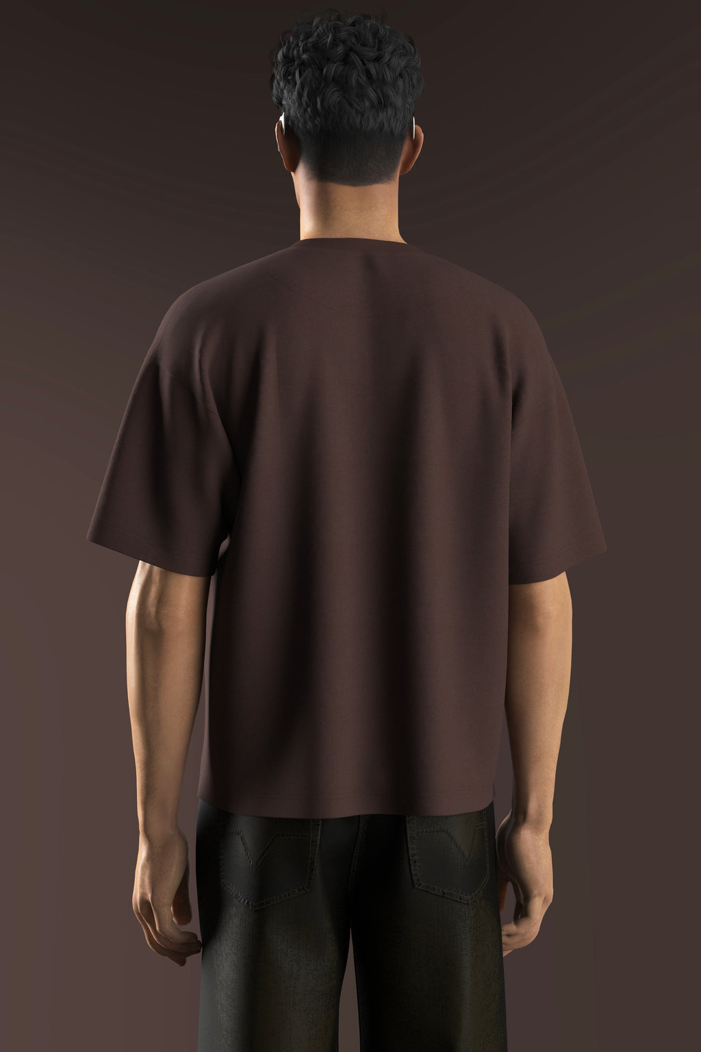 Cotton Boxy Fit Oversize T-Shirt Brown