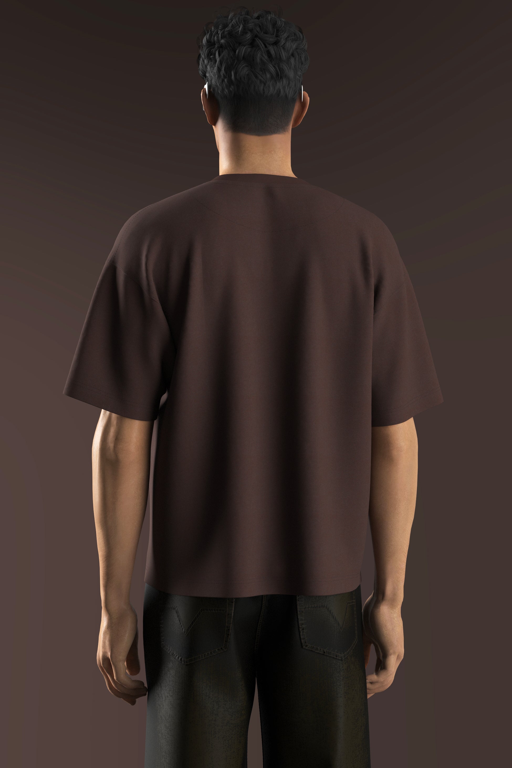 Cotton Boxy Fit Oversize T-Shirt Brown