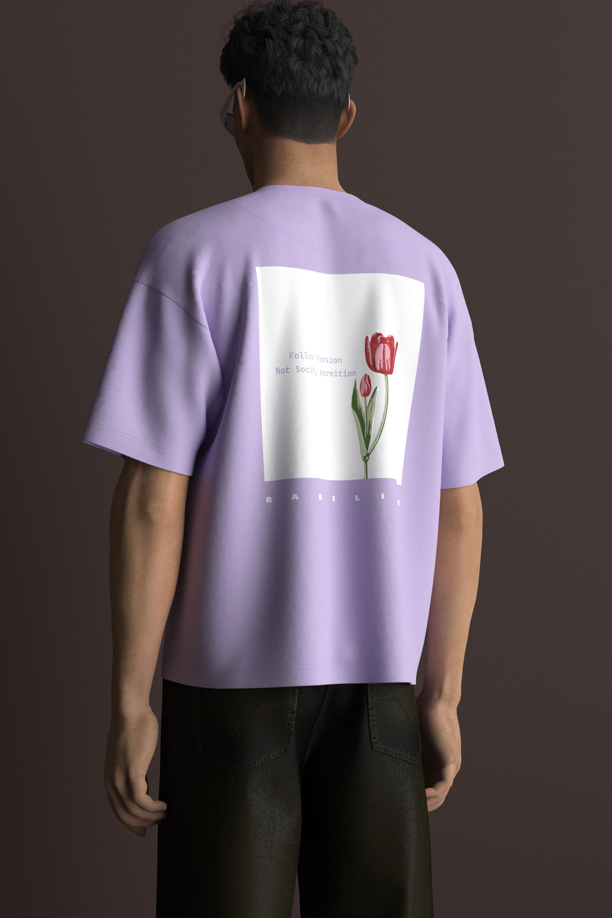 Lavender Boxy Fit Oversized T-Shirt – Cotton | Back Puff Print