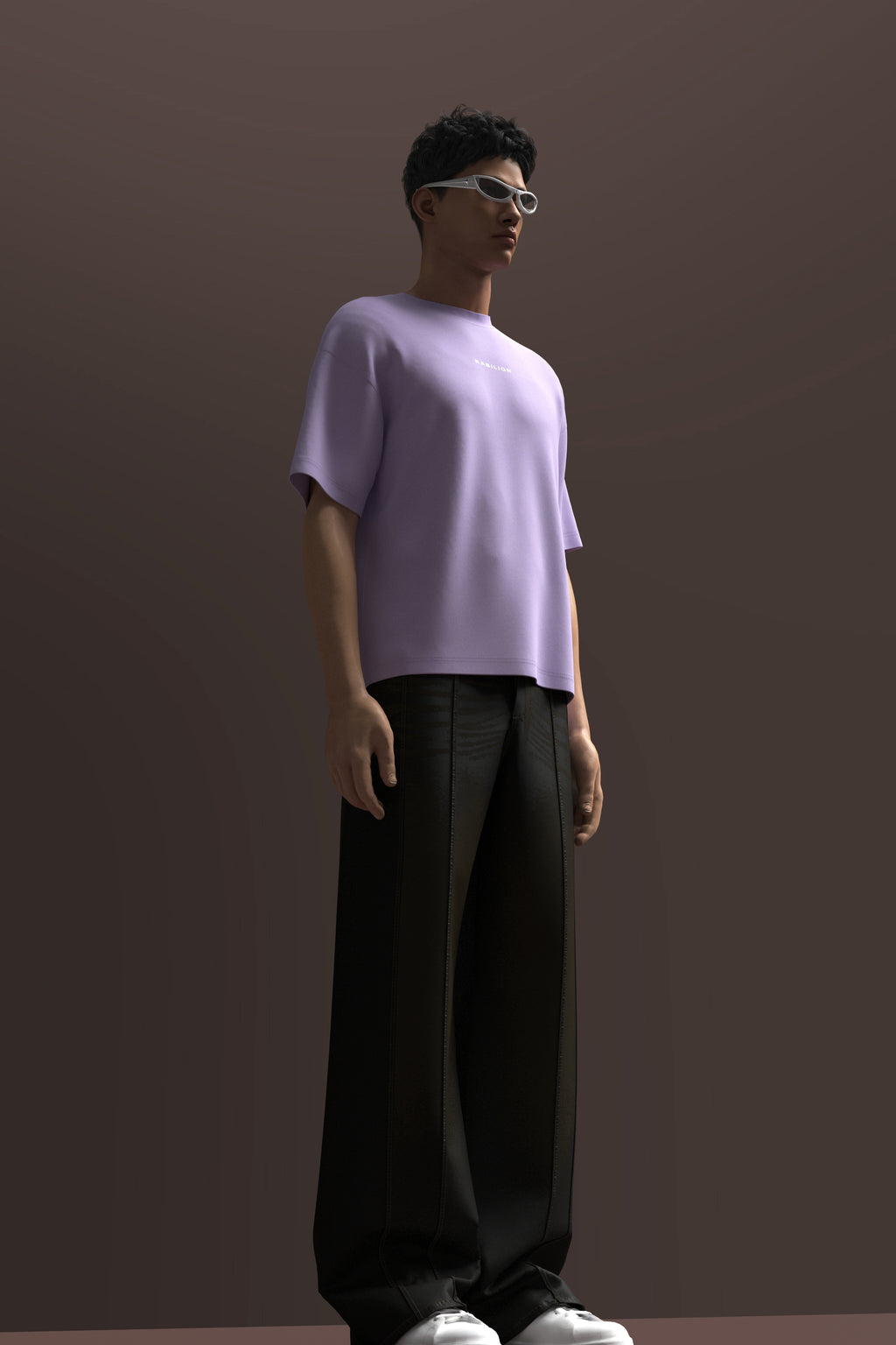 Lavender Boxy Fit Oversized T-Shirt – Cotton | Back Puff Print