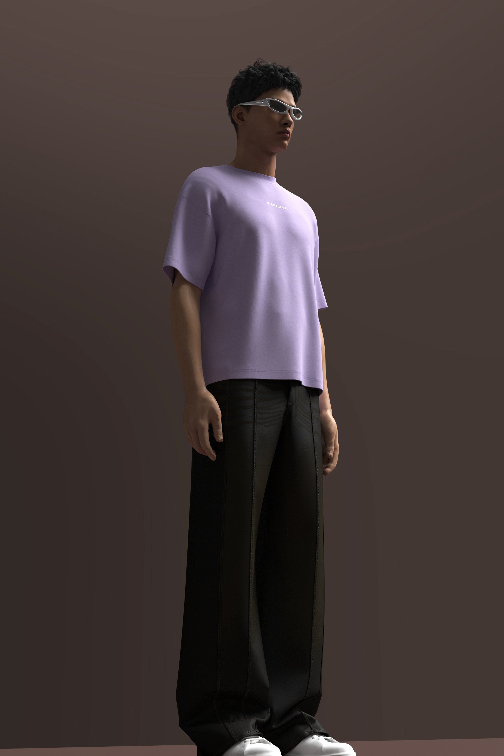 Lavender Boxy Fit Oversized T-Shirt – Cotton | Back Puff Print