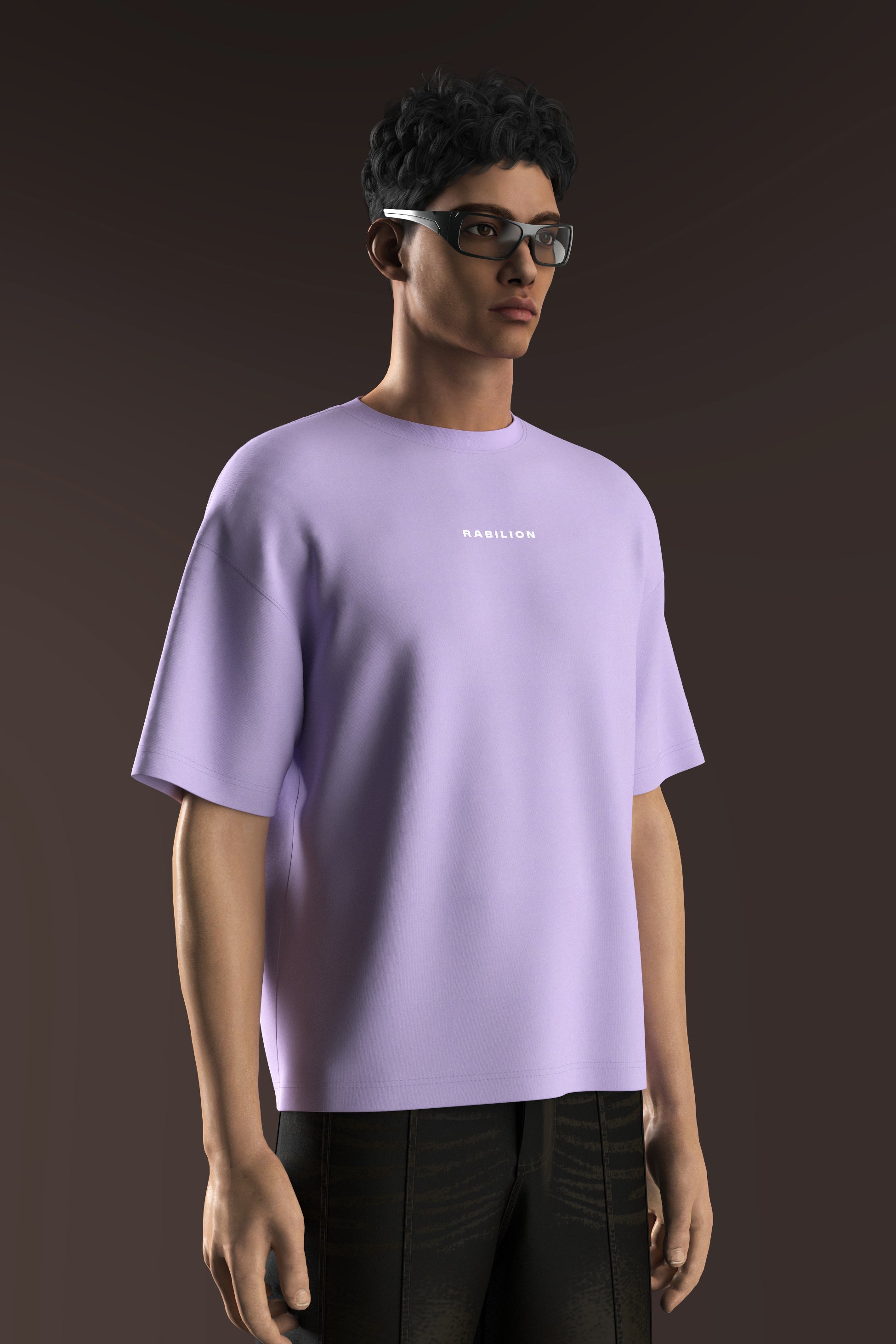 Lavender Boxy Fit Oversized T-Shirt – Cotton | Back Puff Print