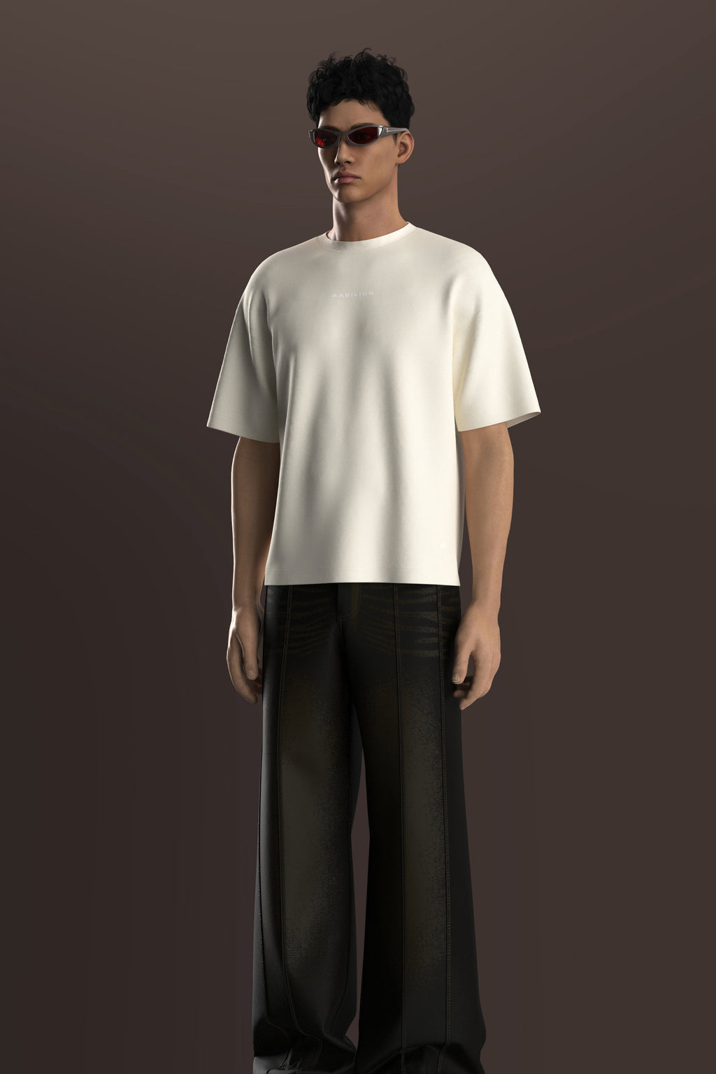 Off White Boxy Fit Oversized T-Shirt – Cotton | Back Puff Print