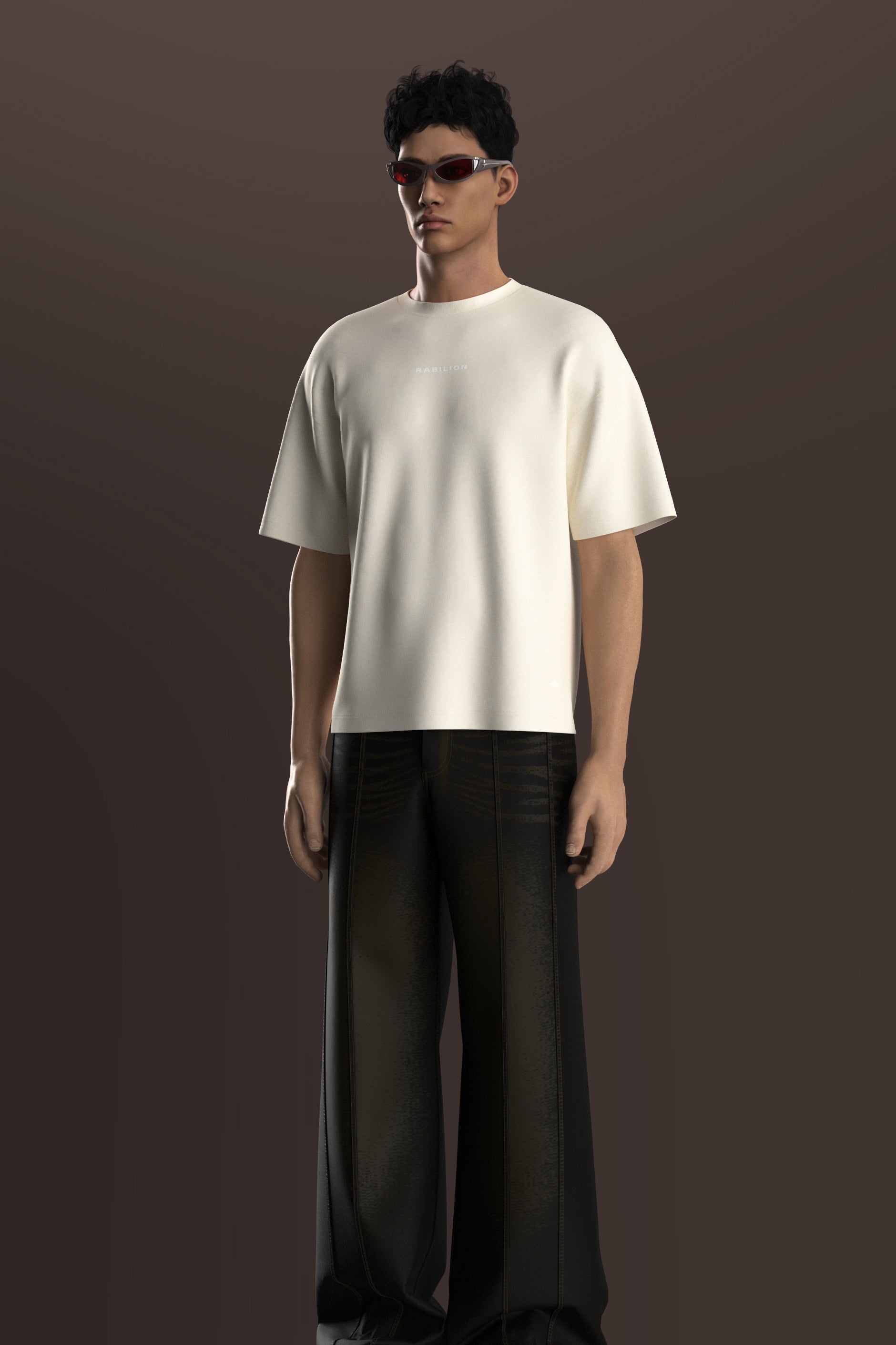 Off White Boxy Fit Oversized T-Shirt – Cotton | Back Puff Print